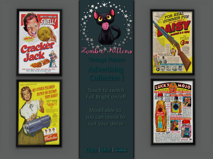 Second Life Marketplace - [Zombie Kittens] Vintage Posters - Advertising I